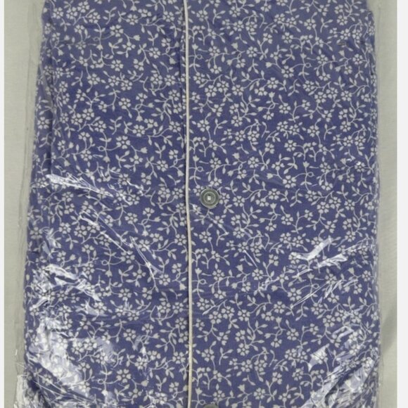 NEW Vintage Blue Floral Flannelette Womens Pajama Set PJs Sz 38 Large 2 PC - Picture 2 of 3